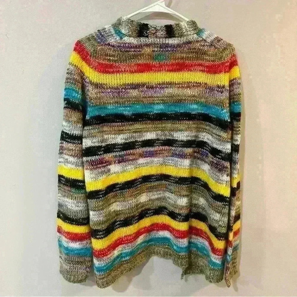 Misslook Women’s Open Front Stripe Multicolor Chunky Knit Cardigan Size XL - Picture 6 of 7